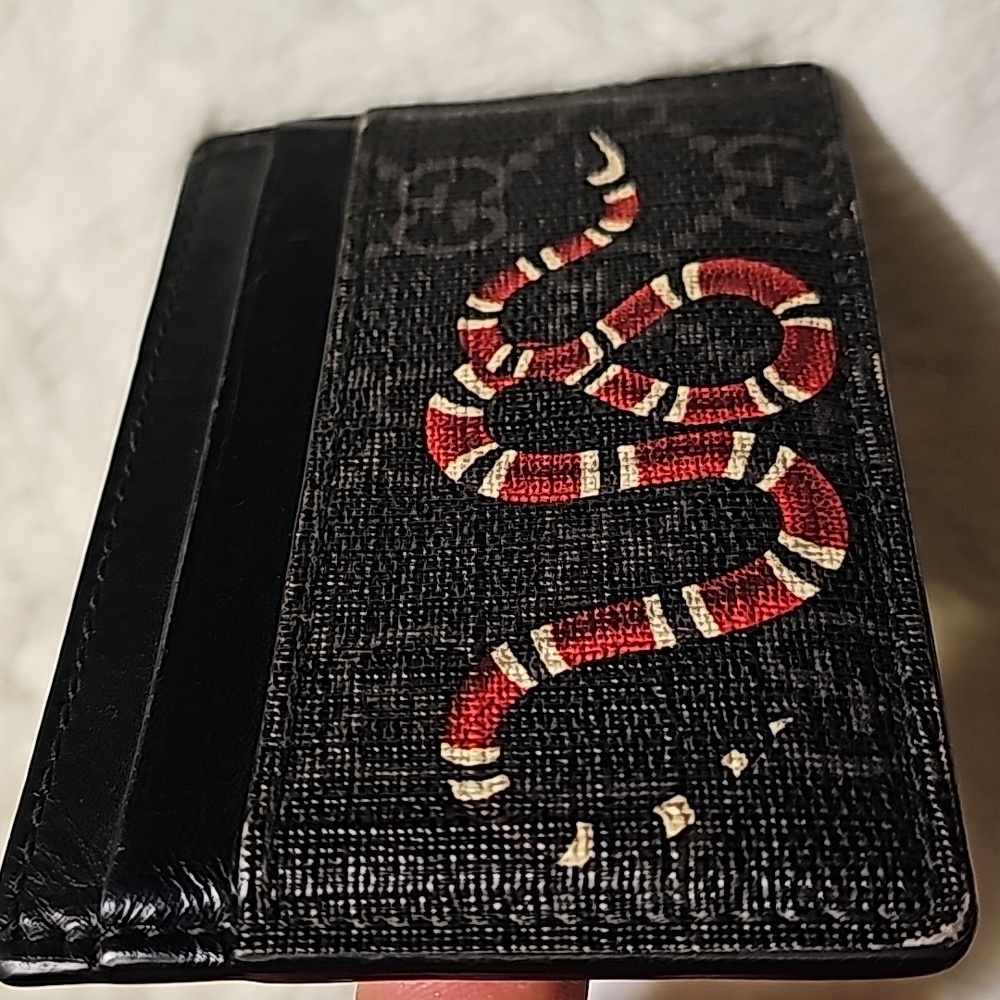 KINGSNAKE PRINT GG SUPREME CARD CASE / Gucci Snake Cardholder